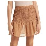 Open Edit SMOCKED SEMISHEER MINISKIRT IN TAN CHANTERELLE Photo 0