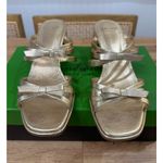 Kate Spade  Carolina Block Heel Sandal Metallic Nappa Pale Gold 6.5 Lightly Worn Photo 7