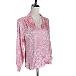 Vintage Laura Mae Pink Satin Baroque Floral Draped Blouse 12 | Silky Retro Glam Photo 1