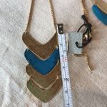 ROBERT LEE MORRIS Brass and Turquoise Layered Necklace and Earring Set NWT Gold Photo 9