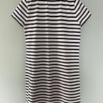 Talbots Striped Knit Dress Lace-Up Neck Short Sleeve Casual White Black M Photo 1
