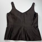 Dana Buchman  100% Silk Zip Up Fitted Peplum Shell Top Blouse Dark Brown Size 8 Photo 1