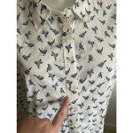 Tommy Hilfiger Women's Blue Bird Print Blouse Size XL GUC Photo 5