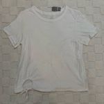 Aerie White Distressed Short Sleeve Tee with Tie Detail, 100% Cotton, Medium NWT Photo 0