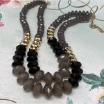 Talbots  Black Gold Grey Acrylic Plastic 2 Strand Adjustable Necklace Photo 2