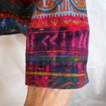 Chicos Design Bold Abstract Artsy Colorful Button Front 100% Cotton Jacket 3/LG Photo 4