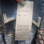 Vintage Embellished Denim Shirt Floral Beaded Western Style Small Blue Photo 2