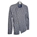 G.H. Bass & Co Grey Long Sleeve Heathered Knit Open Front Moto Cardigan Small Blue Photo 2