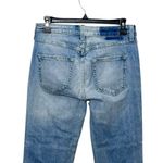 AMO Kick Crop Jeans in Sweet Cheeks Distressed Raw Hem Mid Rise Women’s Size 26 Blue Photo 5