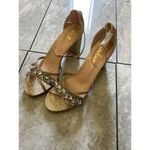 Lulus Shoes Womens Size 8.5 Block Heel Sandals Crystal Embellished Dressy Bridal Photo 1