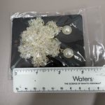 Luxury Crystal Floral Earrings Statement Pearl Studs‎ Elegant Dangle Jewelry New White Photo 5