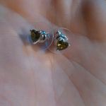 Green Heart Simulated Diamond Sterling Silver Stud Earrings Photo 7