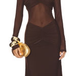 RUNAWAY THE LABEL  Brown Mesh Long Sleeve Dress Photo 0