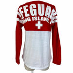 Lifeguard baseball jersey tee red white New York graphic Unisex size small Photo 3