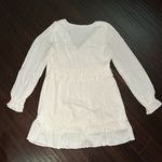 Paige Boho White Flowy Sleeve Ruffle Knee Length Women’s Dress M Photo 2