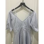 Derek Lam  10 CROSBY White Blue Striped Embroidered Pin Dots V-Neck Dress 6 Photo 2