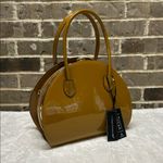 La Terre Fashion Vegan Leather Equestrian Brown Circular Bag Purse Diamond NWT Photo 1