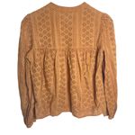 Madewell Eyelet Double-Tie Peasant Top in Carrot Cake Cotton Bohemian Size Small Photo 3