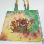 Cat Print Canvas Tye dye floral Rasta colors tote Bag Yellow Photo 6