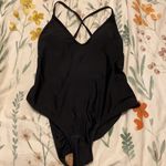 🥳HP🥳 NWOT Backless Plunge Lace Up Scrunch Bikini Black Photo 4