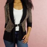 Color Block Belted Drape Collar Cardigan Sweater Brown Size undefined Photo 1