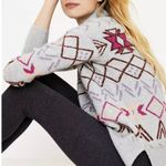 Lou & grey  Sweater Size XS Mock Neck Gray Fair Isle Tunic Winter Comfy Cozy Photo 10