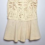 Free People  Macrame Peplum Sleeveless Medium Ivory Cream Textured Cutout Tank Photo 2