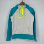 Nike  Therma Fit Hoodie Turquoise White Neon Yellow Swoosh Pullover Size M Photo 1
