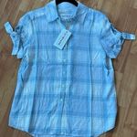 For‎ the Republic short sleeve Baby Blue plaid Blouse Size 0 Photo 0
