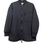 Topshop  Jacket Women’s Small Gray Quilted Oversized Bomber Full Zip Nylon Photo 0