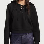 Victoria's Secret  Black Lace-Up cropped hoodie size medium Photo 0