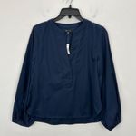 Madewell V Neck Long Sleeve Top Blouse Navy Stretch Cotton Small Minimalist NWT Photo 5