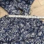 Abercrombie & Fitch Navy and White Dress Long-sleeve Plunge Cutout Maxi Dress XS Photo 12