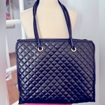 Lancôme Black Faux Leather Quilted Tote Bag Photo 0