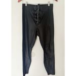 Good American  Bombshell Faux Leather Lace Front Glossy Black Legging Sz 3 (L) Photo 1