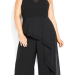 City Chic Mika Halter Jumpsuit Sheer Asymmetrical Ruffle Overlay Wide Leg 20 Photo 0