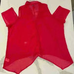 Apple Bottoms Vintage ColdShoulder Sheer ButtonUp Blouse Women 3X Studded Collar Photo 6