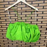 ZARA  Lime Green‎ Voluminous Satin Effect Cropped Top Size Small Photo 1