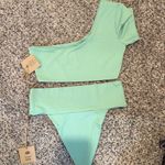Free People X Toast Bikini Set One Shoulder Top & banded waist in Ming Small NWT Green Photo 6