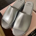 Marc Jacobs NWOT X Melissa Metallic Silver Platform Slides Photo 2
