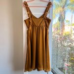 Tocca 100% Silk Ruffle Babydoll Knee Length Dress in Amber Yellow size 4 NWT Photo 9