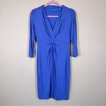 Tori Richard Tori Richards Blue 3/4 Sleeve Mini Dress Womens S Twist Front Bodycon NWT Photo 11