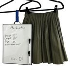 Anthropologie  Faux Leather Olive Green Pleated Mini Skirt Women XS Indie Preppy Photo 5