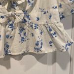 NWOT Band of the Free Size L Blue Floral Bows Cut Out Puff Peplum Crop Top Size L Photo 4