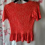 Primark Red Polka Dot Peplum Short Sleeve Shirt Size XS Photo 1