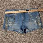 Austin Landing Light Wash Rhinestone Fringe Jean Shorts low rise size 11/30 Photo 5