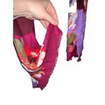 Floral Print Wrap Scarf Shawl Burgundy Purple Long Lightweight 21x72” Photo 4