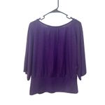 B. Wear Y2K  Purple‎ Sparkle Blouse XL Flower Applique Party Top Women's Photo 1