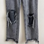 Free People Bottlerocket Grey Maggie Mid Rise Distressed Edgy Straight Leg Jeans Photo 6