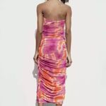 ZARA dress tulle bodycon mesh corsety midi Maxi pink party shower wedding Photo 9